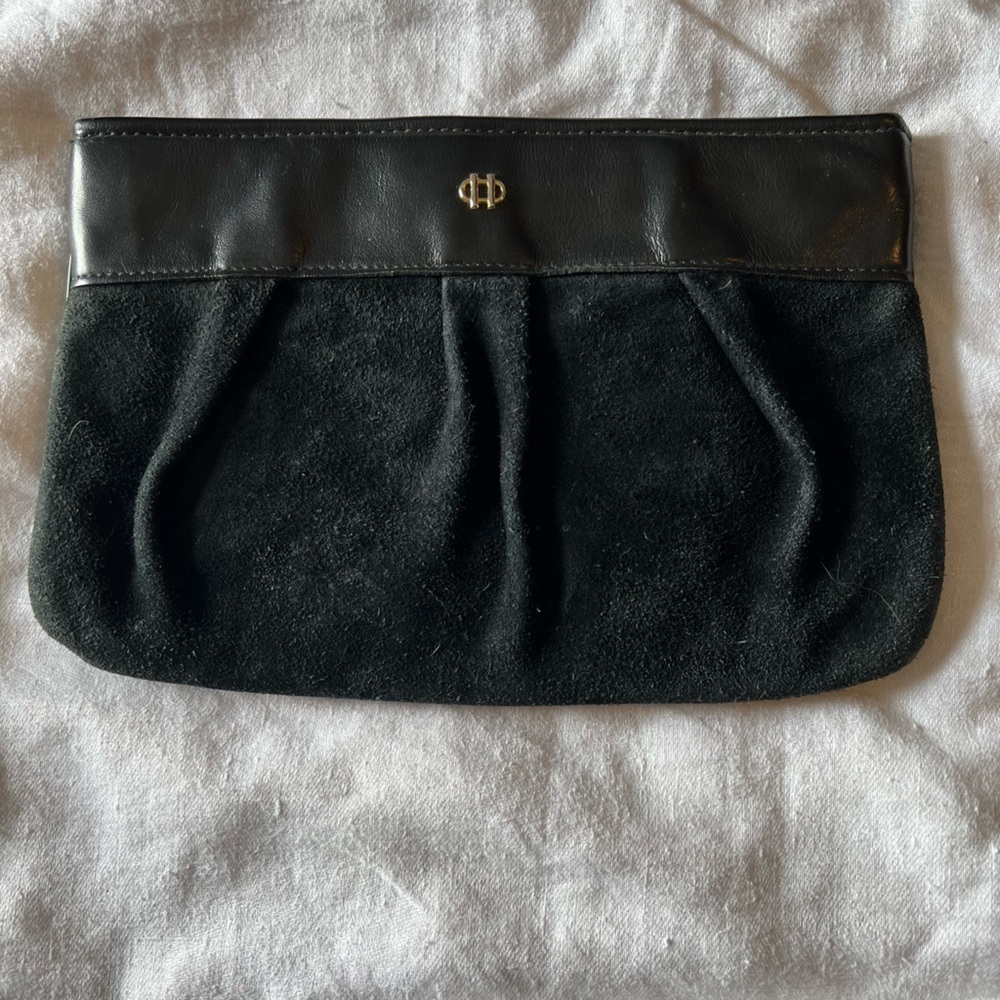 Vintage Letisse Black Suede Leather Bag. Clutch